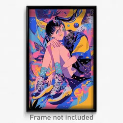 Anime Art Poster - Girl Feeling Alarm Wearing Valuable Ankle Strap (Print)