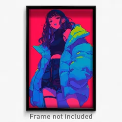 Anime Art Poster - Girl Feeling Annoyed Wearing Vibrant Edgy Clothes (Print)