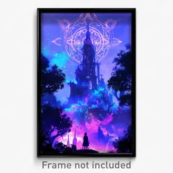 Art Poster - A Wizard's Tower Rising High Above The Treetops, With Swirling