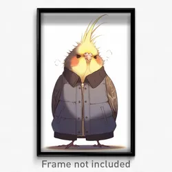 Anime Art Poster - Cockatiel Feeling Depressed Wearing Lumpy Collared Vest