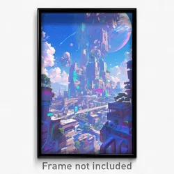 Art Poster - Starry Exotic Town (Psychedelic Trippy Weird 11x17 Print)