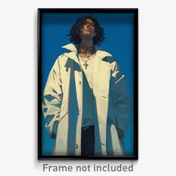 Art Poster - Boy Feeling Dread Wearing Homely White Coat (Print)