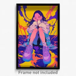 Art Poster - Girl Feeling Annoyed Wearing Well To Do Purple Footwear (Print)