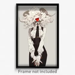 Anime Art Poster - Sheep Feeling Glee Wearing Messy White Collar