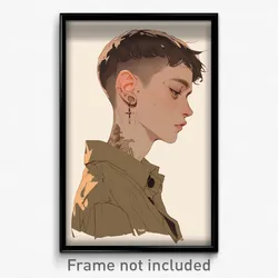 Art Poster - Boy Feeling Attentiveness Wearing Illustrious Ear Piercing