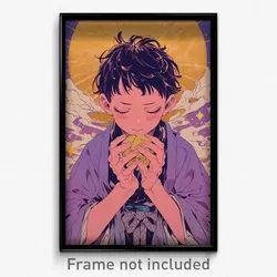 Anime Art Poster - Boy Feeling Gratitude Wearing Thoughtless Moon Ornament