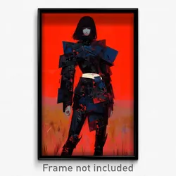 Art Poster - Girl Feeling Disappointment Wearing Oddball Black Armor (Print)