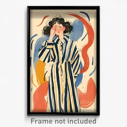 Art Poster - Woman Feeling Panicked Wearing Wavy Alt Clothes (Print)