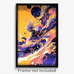 Art Poster - Rectangular Moon Battle (Psychedelic Trippy Weird 11x17 Print)