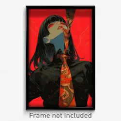 Anime Art Poster - Woman Feeling Outrage Wearing Fancy Red Necktie (Print)