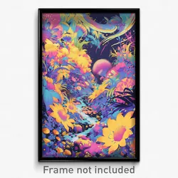 Art Poster - Flowery Coast (Psychedelic Trippy Weird 11x17 Print)