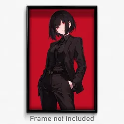 Anime Art Poster - Man Feeling Schadenfreude, Impeccable Black Suit (Print)