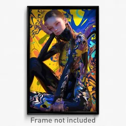 Anime Art Poster - Woman Feeling Suspense Wearing Striking Bikesuit (Print)