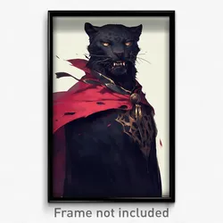 Art Poster - Panther Feeling Enthusiasm Wearing Cheerful Torn Cape