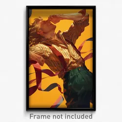 Art Poster - Man Feeling Excited Wearing Warped Striped Bow (Print)