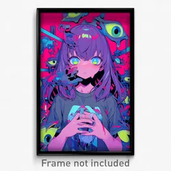 Anime Art Poster - Girl Feeling Cruelty Wearing International Grey Shirt (Print)