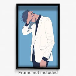 Anime Art Poster - Man Feeling Pessimism, Interesting White Jacket (Print)