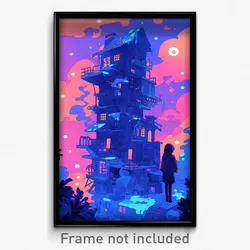 Art Poster - Dark Fort (Psychedelic Trippy Weird 11x17 Print)