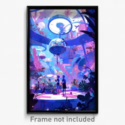 Art Poster - A Group Of Space Colonists Building A New Society On A Distant
