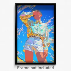 Anime Art Poster - Boy Feeling Positive Wearing Thick White Shorts (Print)