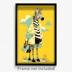 Art Poster - Zebra Feeling Reluctant Wearing Operateing Back Print