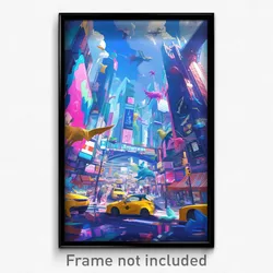 Art Poster - Bustling New York (Psychedelic Trippy Weird 11x17 Print)