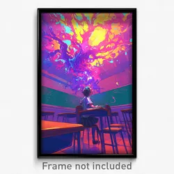 Art Poster - Flickering Classroom (Psychedelic Trippy Weird 11x17 Print)