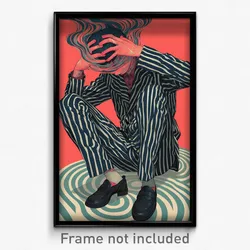 Art Poster - Boy Feeling Numb Wearing Odd Striped (Print)