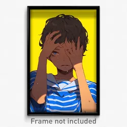 Anime Art Poster - Man Feeling Troubled Wearing Vibrant Sailor Dress (Print)