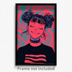 Art Poster - Girl Feeling Smug Wearing Upbeat Black Clothes (Print)