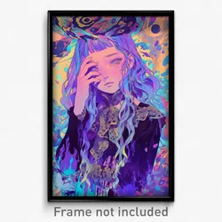 Art Poster - Girl Feeling Thankful Wearing Mellow Purple Sleeves (Print)