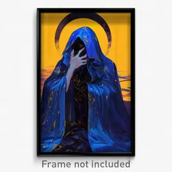 Anime Art Poster - Man Feeling Submissive Wearing Memorable Blue Cloak (Print)