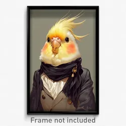 Art Poster - Cockatiel Feeling Arrogant Wearing Fragile Black Neckerchief