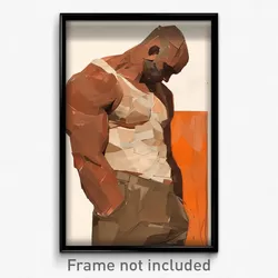 Art Poster - Man Feeling Agitation Wearing Extra Large Brown Leotard (Print)