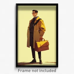 Art Poster - Man Feeling Self Critical Wearing Studious Yellow Bag (Print)