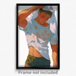 Anime Art Poster - Man Feeling Careless Wearing Wet Clothes Lift