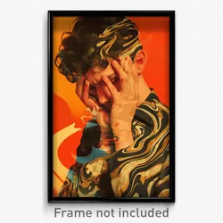 Art Poster - Boy Feeling Homesickness Wearing Warped Print (Print)