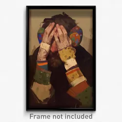 Art Poster - Man Feeling Loathing Wearing Imaginative Mittens (Print)