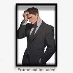 Anime Art Poster - Man Feeling Grouchiness Wearing Thick Business Suit (Print)