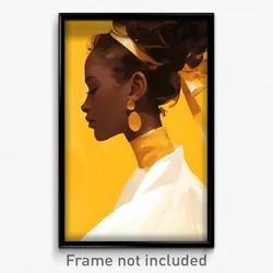 Art Poster - Woman Feeling Adoration Wearing Unique Gold Choker (Print)