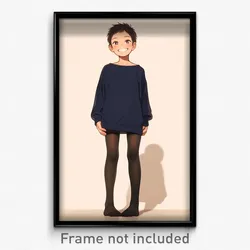 Anime Art Poster - Boy Feeling Pleased Wearing Dramatic Ribbed Legwear (Print)