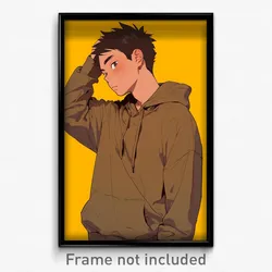 Anime Art Poster - Man Feeling Indignant Wearing Glamorous Brown Hoodie (Print)