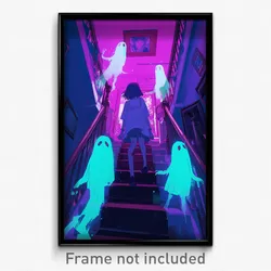 Art Poster - A Team Of Paranormal Investigators Exploring A Haunted Mansion,