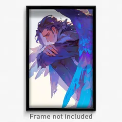 Anime Art Poster - Man Feeling Dispirited Wearing Wonderful Large Wings (Print)