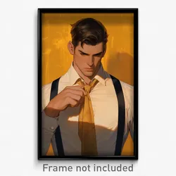Art Poster - Men Feeling Powerless Wearing Efficient Yellow Necktie