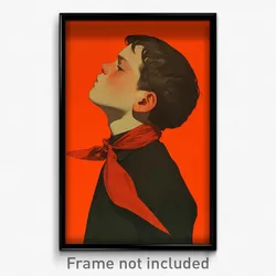 Art Poster - Boy Feeling Dominant Wearing Laughable Red Neckerchief