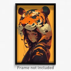 Art Poster - Girl Feeling Unnerved Wearing Famous Tiger Costume (Print)