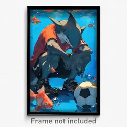 Anime Art Poster - Goblin Shark Feeling Sorrow, Goldfish Scooping Soccer Uniform