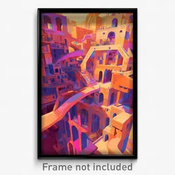 Art Poster - Secret Exotic City (Psychedelic Trippy Weird 11x17 Print)