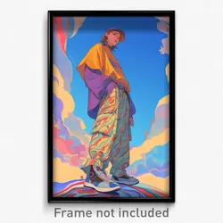 Art Poster - Boy Feeling Dumbstruck Wearing Crazy Baggy Clothes (Print)